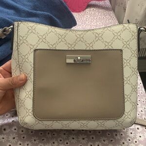Nine West Beige and Cream Patterned Crossbody Bag